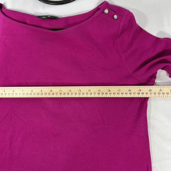 LAUREN RALPH LAUREN PINK LONG SLEEVE TOP SHIRT WOMENS LARGE BUTTON SHOULDER - Picture 11 of 14